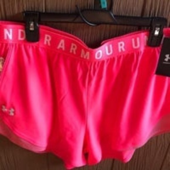 New with Tags! Women's Under Armour Play-Up Shorts Neon Pink Sz LG - Picture 5 of 8